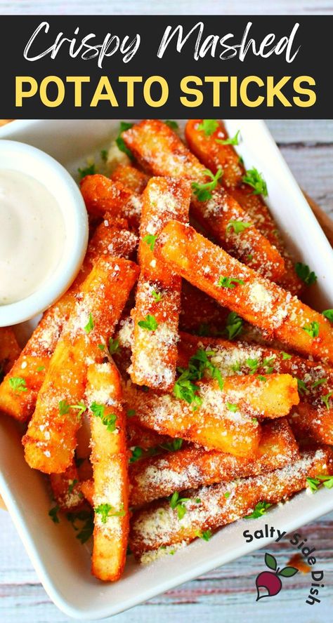 plate of mashed potato fries.