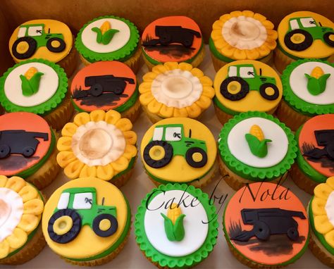 God made a farmer...#cupcakes #cupcakestagram #cupcaketoppers #fondanttoppers #cupcakedecorating #idocupcakes #godmadeafarmer #farmcupcakes #johndeere Farmer Cupcakes Ideas, Farmer Cupcakes, Ffa Cupcakes, Tractor Theme Cupcakes, John Deere Cupcakes, Farm Theme Cupcake Toppers, Tractor Cupcakes, Tractor Cake, Young Farmers