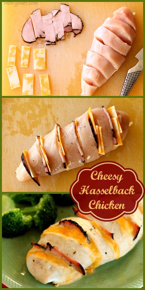 This Cheesy Hasselback Chicken is easy enough for a weeknight dinner but fancy enough for guests! Hasselback Chicken, Chicken Dish, God Mat, Think Food, Delicious Chicken, Yum Yum Chicken, Dish Recipes, Main Dish Recipes, Chicken Recipe