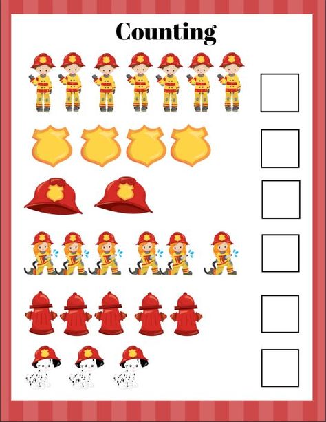 Fire Fighters Preschool, Fire Safety Lesson Plans, Fire Safety Preschool Crafts, Fire Safety Theme, Fire Safety Activities, Community Helpers Preschool Activities, Fire Safety Preschool, Toddler Math, Community Helpers Theme