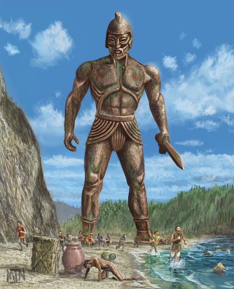 Talos was an enormous giant made of bronze, and his role was to watch over the island of Crete and protect it when needed.

However, despite being immensely powerful, he had one weak spot, a vein in his ankle that was that was sealed by a bronze nail...

#GreekGods #Mythology #GreekMythology #OlympianGods #olympioi #AncientGods #AncientGreece #Olympians #Titans #Olympioi Roman Names, Ancient Technology, Ancient Pottery, Greek Culture, Ancient Mythology, Real Hero, Visiting Greece, Greek Gods, Gods And Goddesses