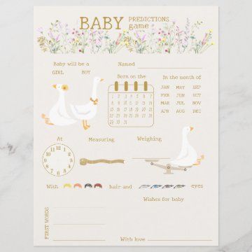 Boho Goose Duck Baby Shower Ice Breaker Bingo Game | Zazzle Silly Goose Baby Shower Decor, Silly Goose On The Loose, Vintage Duck Baby Shower Theme, Goose Baby Shower Theme, Goose Themed Baby Shower Ideas, Duckling Baby Shower Theme, Chicken Baby Shower Theme, Goose Baby Shower Ideas, Mother Goose Baby Shower Ideas