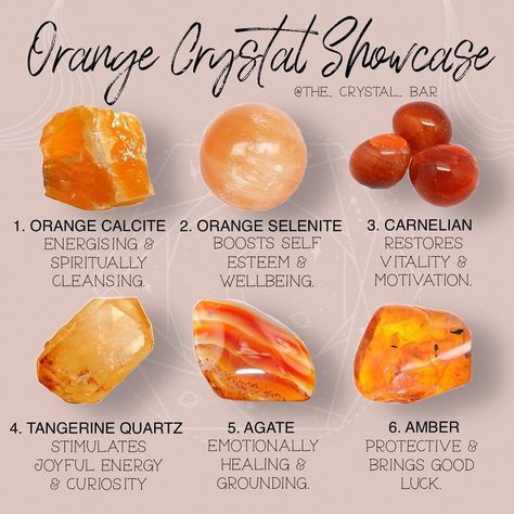 Crystal Identification, Gemstones Chart, Crystal Healing Chart, Tangerine Quartz, Love Work, Crystals Healing Properties, Spiritual Crystals, Orange Stone, Orange Crystals