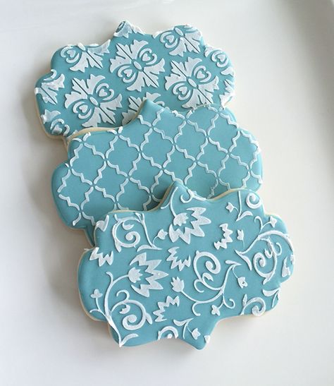 Stencil Cookies, Teal Color Scheme, Cookie Techniques, Flooding Cookies, Yummy Bites, Cookies With Royal Icing, Popular Cookies, Birthday Plans, Icing Design