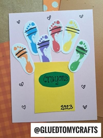 Footprint Crayons Keepsake Idea - Glued To My Crafts First Day Of School Crafts For Infants, Color Crafts For Infants, Summer Crafts For Infants, Crafts For Infants, Nicu Crafts, Letter C Crafts, Crayon Crafts, Toddler Craft, Footprint Craft