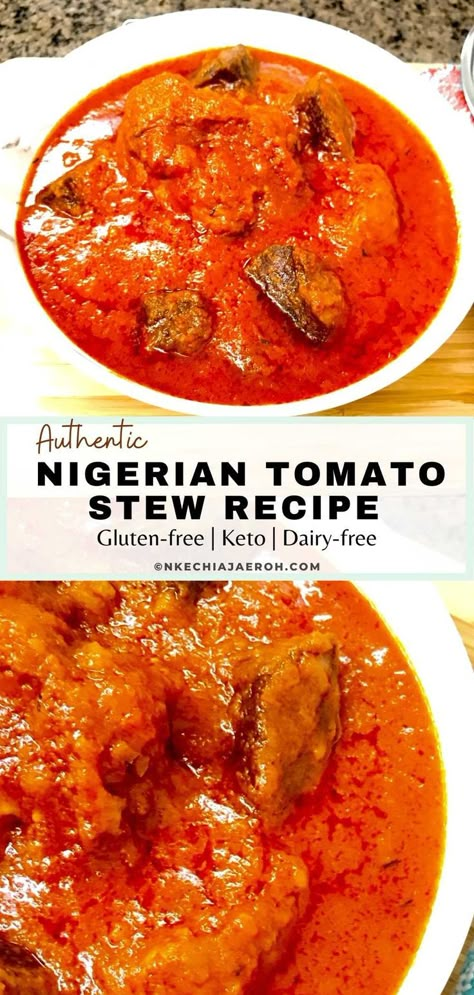 Nigerian Stew in a bowl African Red Sauce, Pepper Stew African, African Red Stew, Nigerian Tomato Stew, African Tomato Stew, Nigerian Pepper Soup Recipe, Hot Pepper Soup Nigerian, Pepper Soup Recipe African, Tomato Stew Recipes African