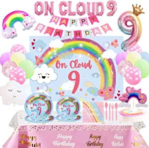 Everything you need for a perfect "On cloud 9" birthday party shipped right to your door. On Cloud 9 Cake, Cloud 9 Cake, On Cloud 9 Birthday Party, Cloud 9 Birthday Party, On Cloud 9 Birthday, Smiley Balloon, Cloud 9 Birthday, Rose Gold Letter Balloons, 9 Cake