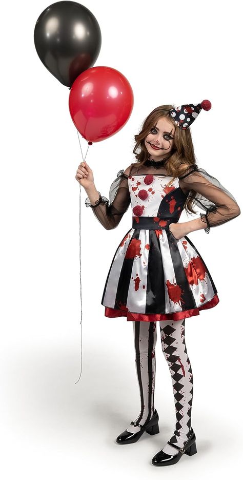 Girls Clown Costume Clown Costume Ideas Diy, Scary Costumes For Girls, Clown Costume Girl, Clown Costume Black And White, Clown Costume Cute, Clown Costume Scary, Scary Girl Costumes, Girls Clown Costume, Scary Girl Halloween Costumes