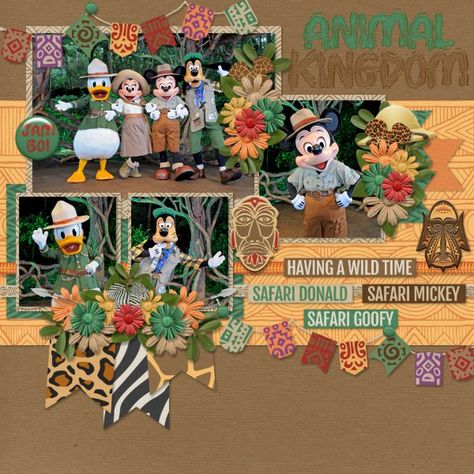 Bridal Shower Scrapbook, Disney Animal Kingdom, Friend Scrapbook, Disney Layouts, Animal Kingdom Lodge, Disney Scrapbooking Layouts, Disney Scrapbook Pages, Disney Memories, Disney Epcot