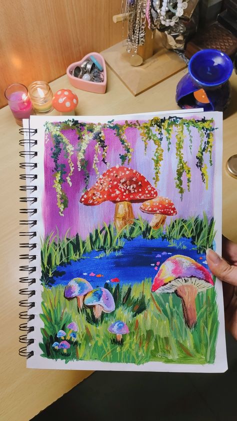 Trippy Watercolor Art, Daisy Art, Red Mushroom, Stranger Things Art, Art Sketches Pencil, Art Painting Gallery, Book Art Diy, Art Inspiration Painting, Art Tutorials Drawing