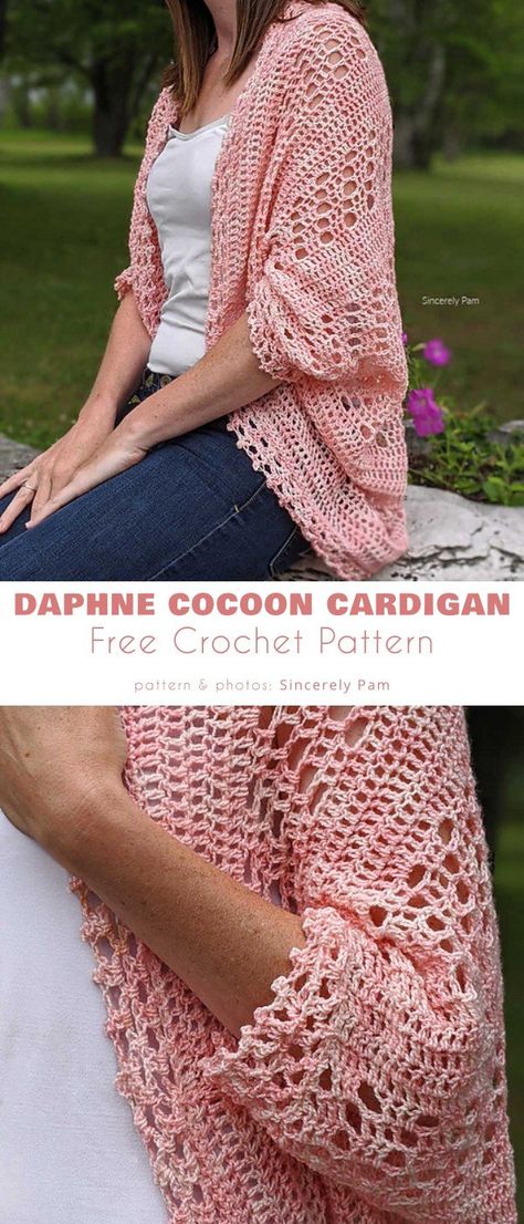 Daphne Cocoon Cardigan Crochet Sweater Cacoon, Kimono Pattern Knitting, Free Crochet Cocoon Sweater Patterns, Free Crochet Kimono Patterns For Women, Crocheted Jacket Patterns Free, Simply Soft Yarn Patterns, Crochet Cocoon Cardigan Pattern Free Easy, Shrugs Crochet Free Patterns, Cardigans Crochet Patterns Free