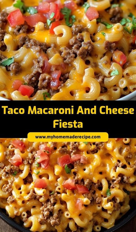 This Taco Macaroni and Cheese Fiesta is a cheesy, spicy twist on the classic! Packed with taco flavors and melty cheese, it’s an easy, flavorful dinner that’s sure to be a hit. Mexican Mac And Cheese Recipe, Taco Mac And Cheese Casserole, Taco Mac N Cheese, Taco Macaroni And Cheese, Kraft Mac And Cheese Recipe, Taco Macaroni, Mexican Mac And Cheese, Taco Mac, Taco Mac And Cheese