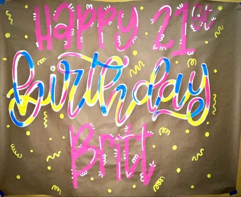 21st Birthday Brown Paper Sign, Butcher Paper Sign, 21st Shot Book, Bday Banner, Painted Banners, Painted Banner, 21st Birthday Sign, 21 Bday, 21st Ideas