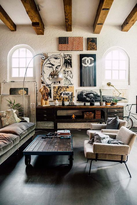 Eclectic Industrial Decor, Eclectic Industrial, Industrial Style Decor, Deco Studio, Deco Retro, Loft Living, Style Loft, Industrial House, The Garage