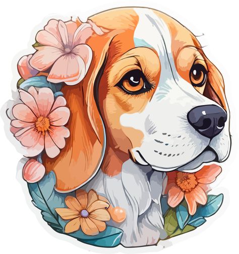 Adorable Beagle Dog Head Illustration in AI Generative Beagle Cartoon, Beagle Illustration, Head Illustration, Tree Saw, Heart Tree, Beagle Dog, Cityscape Photos, Logo Banners, Nature Backgrounds