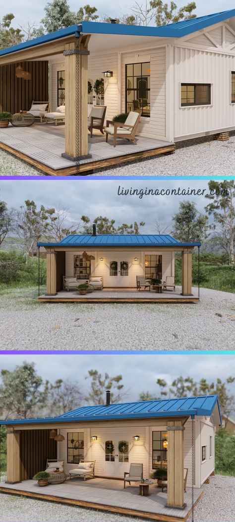 Container Small House Design, Two Bedroom Tiny House Plans Layout, Small Container Homes Ideas Design, 3 Shipping Container Homes Plans, Cozy Container Homes, Two Bedroom Container House, One Bedroom Container Home, 3 Container House Design, Container Home Plans Layout