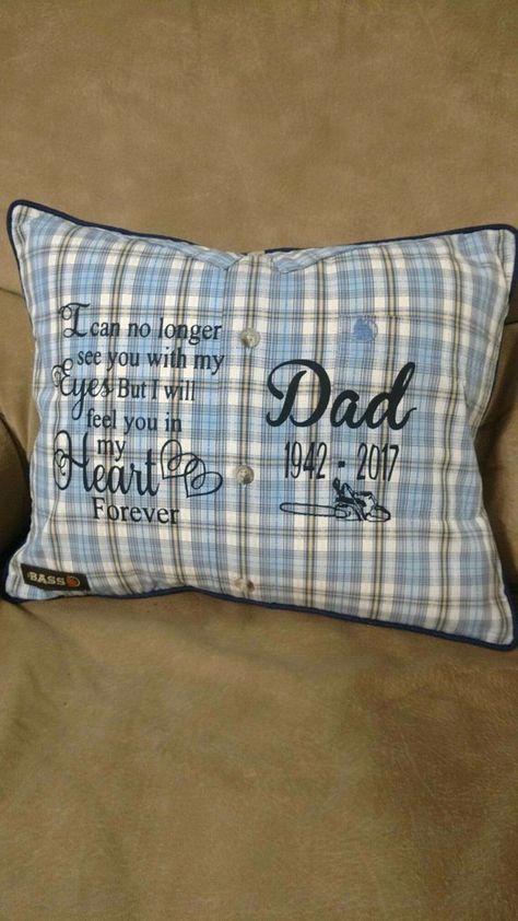 Memory Pillows Sayings, Cricut T Shirt Ideas, Penny Ball, Memory Pillow From Shirt, Memory Clothes, Memory Shirt, Memory Items, Memorial Items, Shirt Pillows