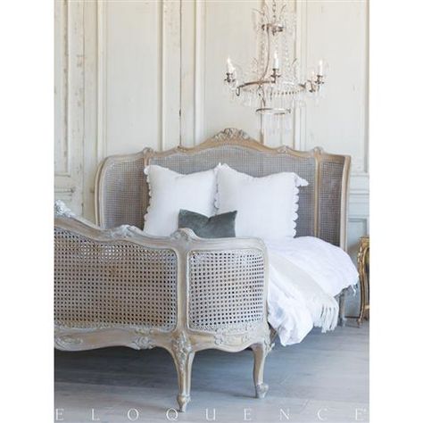 Boho Bed Frame, Antique French Bed, Parisian Bedroom, French Style Bed, Cane Bed, French Country Furniture, French Country Bedrooms, French Bed, Shabby Chic Room