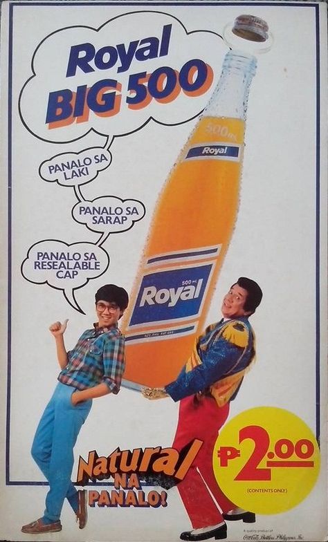 https://flic.kr/p/xmhs5s | Introductory Promotional Poster of Royal Tru Orange Big 500 with an actual bottle,series 1984. 80s Ads, Filipino Art, Television Advertising, Philippine Art, Philippines Culture, Promotional Poster, Card Inspo, Filipino Culture, Commercial Ads