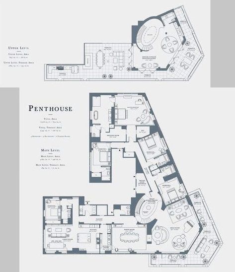 Small Penthouse Apartment Floor Plan, Penthouse Floor Plan Luxury, Luxury Penthouse Apartment Floor Plans, Penthouse Apartment Floor Plan, Mansion Plans, Luxury Floor Plans, Hotel Floor Plan, Luxury Plan, Mansion Floor Plan