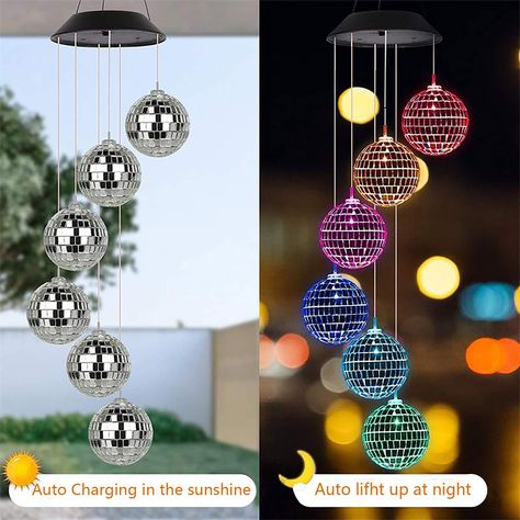 Colorful Chandelier, Solar Wind Chimes, Outdoor Patio Garden, Independence Day Flag, Garden Window, Ball Lamps, Wedding Party Supplies, Mirror Ball, Solar Wind