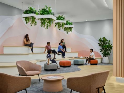 » Hegen Offices by Conexus Studio Communal Space, Tiered Seating, Nursing Room, Timber Battens, Curved Walls, Design A Space, Community Space, Collaboration Space, Office Snapshots