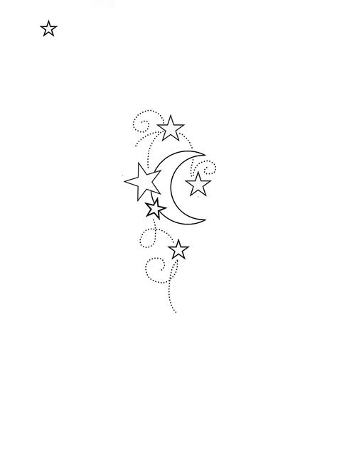 Moon And Star Wrist Tattoo, Moon And Planets Tattoo, Star And Moon Drawing, Flower And Stars Tattoo Designs, Full Moon And Stars Tattoo, Moon And Stars Stencil, Sun Moon Stars Tattoo, Moon And Stars Tattoo, Clouds And Stars Tattoo