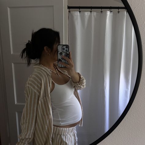 last few months of growing this bump & I’d be lying if I said I wasn’t going to miss it… 👉🏼 To all my mamas & soon to be mamas, I’m curious — what’s one thing you miss or will miss about being pregnant? Pregnancy Bump Month By Month, Pregnant Mirror Selfie, Pregnant Woman Outfits, Bf Fits, Single And Pregnant, Pregnancy Fits, Pregnant Bump, Bump Pics, Pregnant Outfits