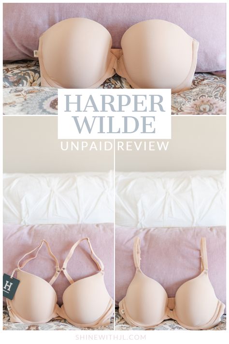 I wasn't sponsored or paid for this online bra shop review. All bras were purchased by me! An unbiased, honest review of all three Harper Wilde bra styles and the home try-on program. Nude strapless, t-shirt and push-up bra. Also compared ThirdLove vs Harper Wilde. Sizing, color and padding are covered topics as well as bra recycling. #thirdlove #bras #productreview #reviews #pink #lingerie #onlineshopping #unboxing #comfortablebra #recycle Harper Wilde, Old Bras, Lingerie Drawer, New Bra, Comfortable Bras, Future Clothes, Bra Shop, Everyday Bra, T Shirt Bra