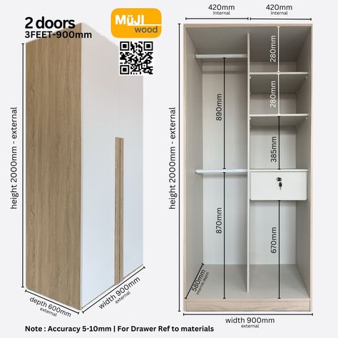 Add a touch of Nordic simplicity to your bedroom with the Müjiwood Solid Plywood Wardrobe. This Scandinavian design wardrobe is a minimalist's dream with its simple, yet stylish, look. * Spacious: With a width of 90/120/150cm, this wardrobe provides ample storage space for your clothes and accessories. * Sturdy: Made from solid plywood materials ensure durability to last you for years. * Functional: Featuring 1 drawer and swing door design, this wardrobe provides easy access to all your belon... Scandinavian Wardrobe Design, Plywood Wardrobe, Scandinavian Wardrobe, Cost Of Production, Nordic Furniture, Scandinavian Minimalist, Design Wardrobe, Plywood Furniture, Minimalist Furniture