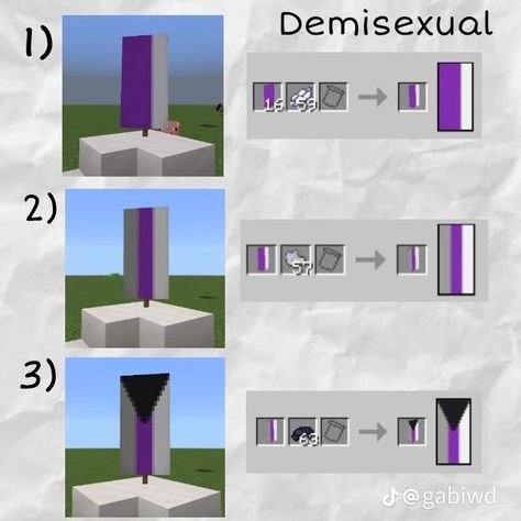 Minecraft Pride Banners Tutorial, Pride Flag Minecraft Banner Tutorial, Minecraft Pride Banners, Flag Minecraft, Minecraft Pride, Minecraft Random, Demi Romantic, Demisexual Flag, Mc Banner