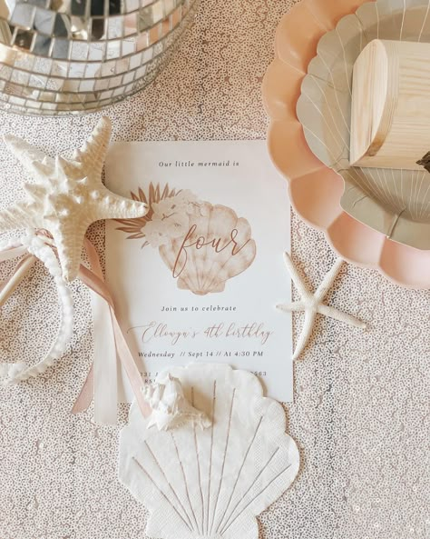 Shell Themed Party, Seashell Baby Shower Ideas, Boho Beach Theme Party, Shellabrate Party, Seashell Birthday Party Ideas, Shells Birthday Theme, Shellebration Party, Shellebrate First Birthday, Shellebrate Party