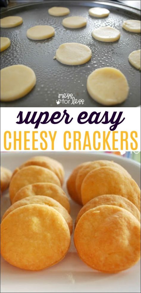 Did you know that you can make your kids yummy cheesy crackers that taste better than those cheese crackers you get at the store? I have been wanting to make try to make our own Easy Cheese Crackers, Cheese Cracker Recipe, Homemade Crackers Recipe, Homemade Cheese Crackers, Cheesy Crackers, Cracker Recipe, Toddler Recipes, Savoury Biscuits, Homemade Crackers