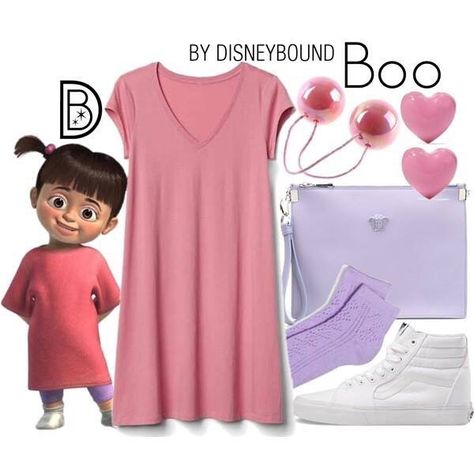 Disneybound - Boo - Monsters Inc Disneybound Outfits, Homecoming Spirit Week, Disney Character Outfits, Disney Bound Outfits Casual, Homecoming Week, Spirit Week Outfits, Pajamas All Day, Disney Themed Outfits, Halloween Fancy Dress