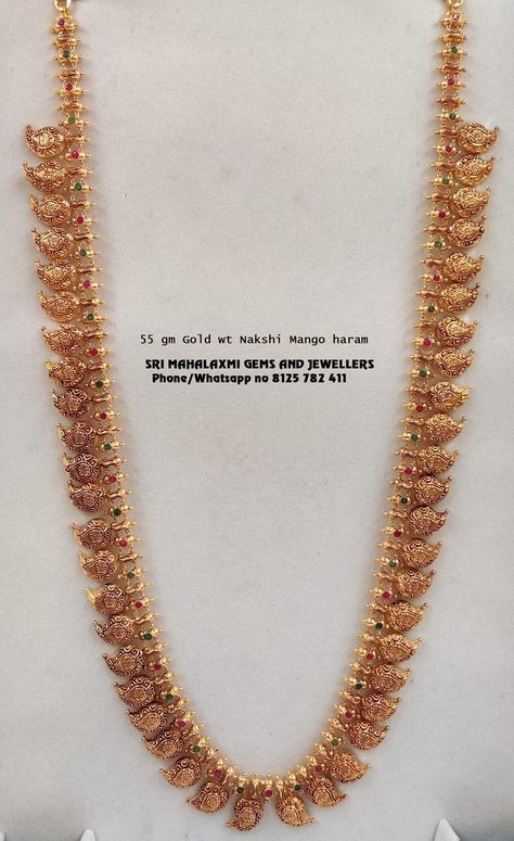 Light Weight Long Haram Gold, Floor Showroom, Gold Haram Designs, Mango Haram, Mango Mala, Mango Necklace, Haram Designs, Gold Jewels Design, Neck Pieces Jewelry