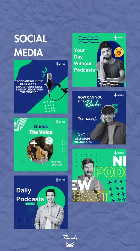 Posts Designs For We Talk podcast Podcast Instagram Feed, Podcast Design, Social Media Post Ideas, Pep Talks, Post Ideas, Design Advertising, Graphic Design Advertising, Post Design, How To Get Rich