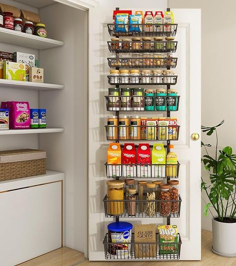 Amazon.com: Mefirt Over The Door Pantry Organizer, Wall Mount Spice Rack, Pantry Hanging Storage and Organization, 9 Adjustable Deep Baskets Heavy-Duty Metal for Home & Kitchen, Back of Door Seasoning Rack, Black : Home & Kitchen Over The Door Spice Rack, Spice Rack Pantry Door, Spice Rack Door Storage, Diy Pantry Door Spice Rack, Over The Pantry Door Spice Rack, Door Spice Rack, Pantry Door Organizer, Hanging Spice Rack, Wall Spice Rack