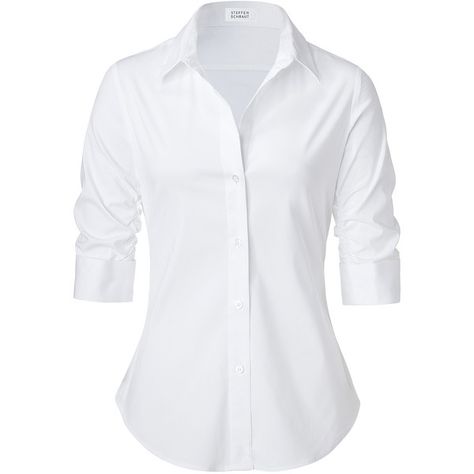 STEFFEN SCHRAUT White Valencia Fancy Blouse Dressy White Blouses, Fitted Button Up Shirt, Collared Shirt Outfits, White Blouse Women, Cropped White Shirt, White Collared Blouse, White Shirt Blouse, White Collared Shirt, Dressy Blouse