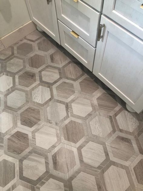 Wood Look Hexagon Tile, Hexagon Wood Tile, Hexagon Kitchen Floor, Octagon Tile Floor, Wood Finish Tiles, Wood Look Floor Tile, Octagon Tile, Master Bath Tile, Honeycomb Tile