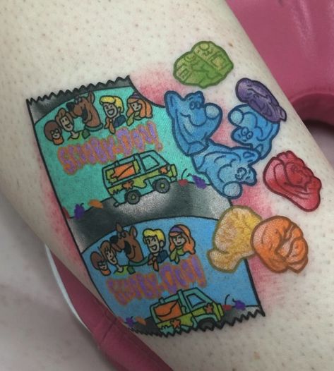 Girly Tattoos Colorful, 90s Cartoon Tattoos Sleeve Ideas, Small Girly Traditional Tattoo, The Jetsons Tattoo, Childhood Movie Tattoos, Theme Park Tattoo, Nostalgia 2000s Tattoo, 80s Inspired Tattoos, Care Bears Tattoo Ideas