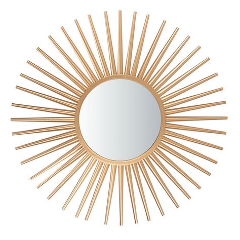 Simply gorgeous, this contemporary mirror elevates any living room or foyer with its glamourous design. Crafted with iron, its slender, outstretched arms are finished in a radiant gold hue that lends a dramatic glow. Designers use it as a focal point. Gold Sunburst Mirror, Gold Framed Mirror, Gold Frame Wall, Gold Sunburst, How To Clean Mirrors, Circular Mirror, Contemporary Mirror, Sunburst Mirror, Framed Mirror Wall