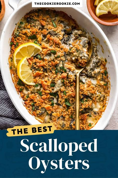 Scalloped Oysters Recipe - The Cookie Rookie® Oyster Casserole, Oysters Recipes, The Cookie Rookie Recipes, Canned Oysters, Cookie Rookie Recipes, Scalloped Oysters, Calamari Recipes, Sauteed Carrots, Easy Mashed Potatoes