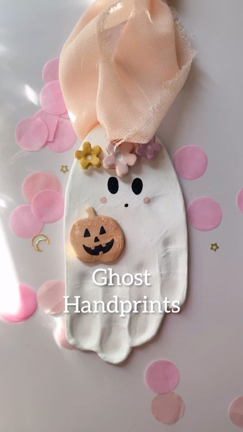 Baby Finger Paint, Homemade Salt Dough, Clay Handprint, Crayola Air Dry Clay, Clay Projects For Kids, Chic Halloween Decor, Handprint Ornaments, Baby Print Art