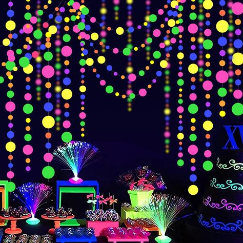 Glow Classroom Theme, Neon 21st Birthday Party, Glow Party Centerpieces, Neon Garland, Black Light Party, Glow Party Decorations, Neon Glow Party, Neon Party Decorations, Crazy Birthday