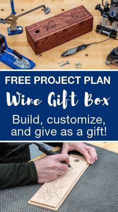 Wine Box Diy, Wine Gift Box Ideas, Holiday Wine Gift, Wine Gifts Diy, Wine Bottle Box, Wine Gift Box, Wood Wine Box, Wooden Memory Box, Wooden Wine Boxes