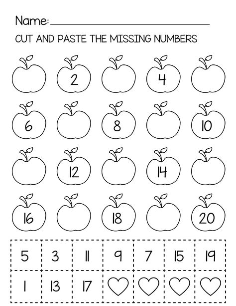 10 Cut and Paste the Missing Number 1-20: Fruits - Apple, Mango, Strawberry

Help your kindergartener learn to count with this fun and interactive worksheet. Cut and paste the missing number from 1-20 to complete the fruit picture. Great for visual learners! #kindergartenmath #mathworksheets #fruit 1 To 20 Missing Numbers Worksheet, Identifying Numbers 1-20 Activities, Fill In The Missing Numbers 1-20, Missing Numbers 1-20, Missing Numbers Worksheet, Worksheet Numbers, Teaching Matter, Fill In The Missing Numbers, Missing Number Worksheets