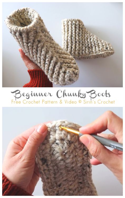 Crochet Slippers Chunky Yarn Free Pattern, Free Crochet Boots Pattern, Crochet Boots Free Pattern Women, Crochet House Boots, Slipper Boots Crochet Pattern Free, Booties Crochet Free Pattern, Crochet Adult Booties Free Pattern, Chunky Crochet Slippers Free Pattern, Crochet Boot Slippers Free Pattern