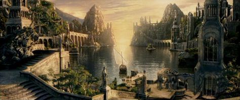 Grey Havens, known also as Mithlond, was an Elvish port city on the Gulf of Lune in the Elven... Grey Havens, Elf City, Elven City, Construction Minecraft, Fleet Of Ships, The Last Ship, Into The West, Fantasy City, Middle Earth