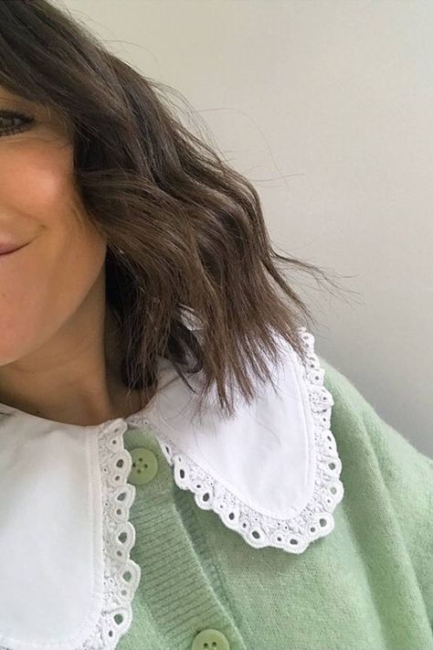 Everyone Is Asking Me Where My Ruffled-Collar Blouse Is From | Who What Wear UK Collared Blouse Outfit, Collar Blouse Outfit, Collared Shirt Outfits, Collar Outfits, Ruffle Collar Shirt, Blouse Collar, Ruffle Collar Blouse, Classic White Shirt, Collared Blouse