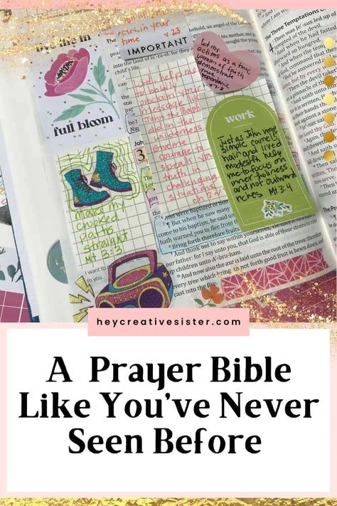 What is a Prayer Bible? xA Prayer Bible Like You’ve Never Seen Before Bible Highlighted Verses, Prayer Bible Tab Ideas, Bible Junk Journal, Prayer Book Ideas, Prayer Bible Ideas, Bible 101, Bible Guide, Unanswered Prayers, Types Of Prayer